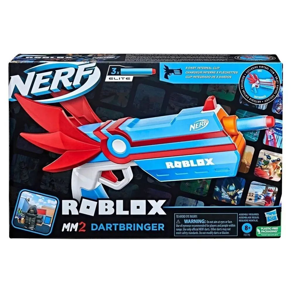 Nerf Roblox MM2 Dartbringer Plastic Gun 3 Dart Internal Clip GUN