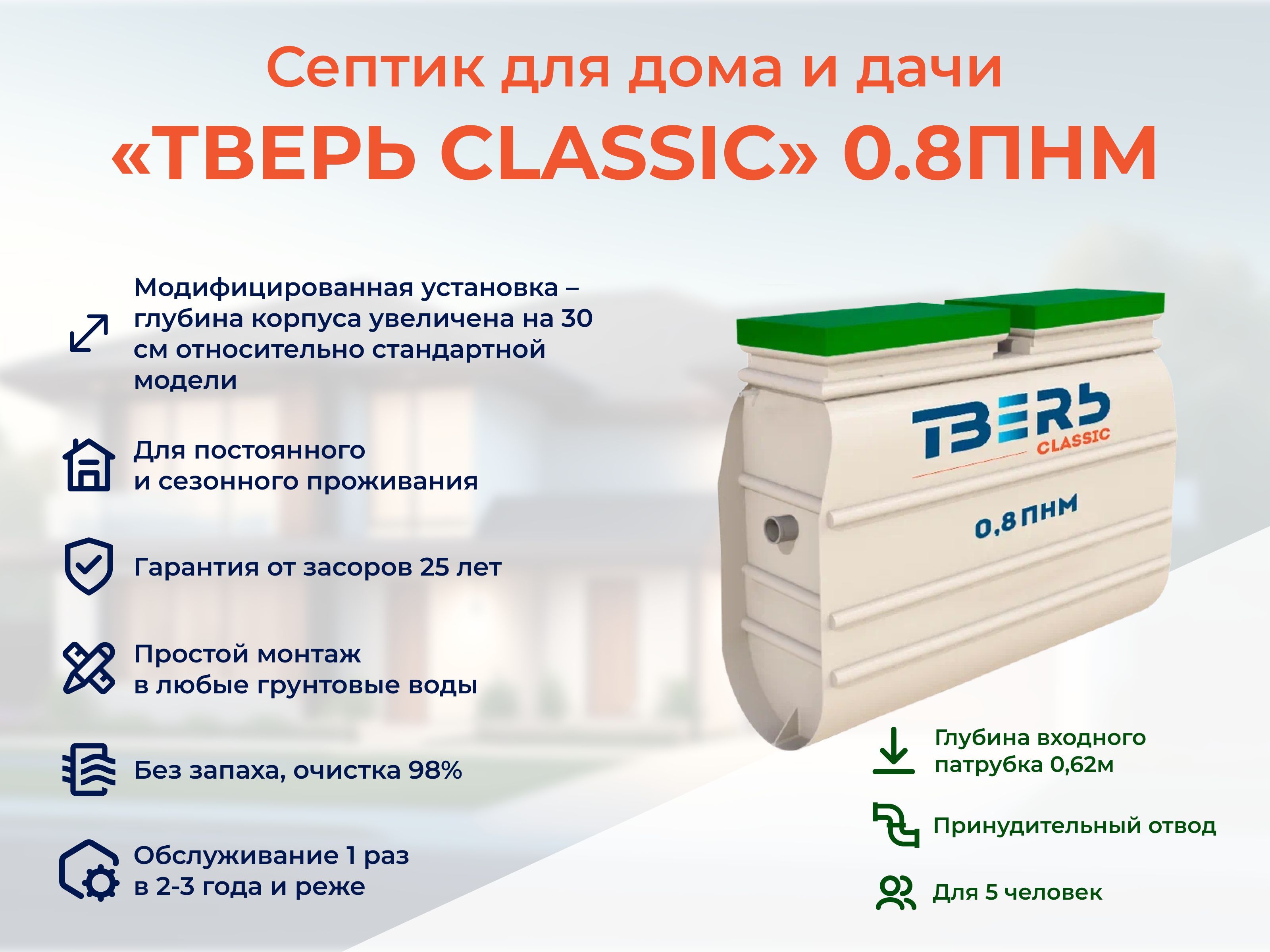 Септик ТВЕРЬ CLASSIC 0,8ПНМ с увеличенным корпусом принудительная станция  биологической очистки автономная канализация на 5 человек - купить с  доставкой по выгодным ценам в интернет-магазине OZON (1081452445)