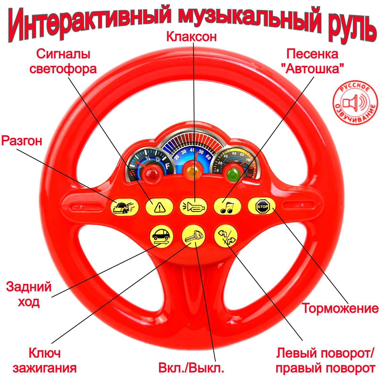 Детская развивающая музыкальная игрушка руль 