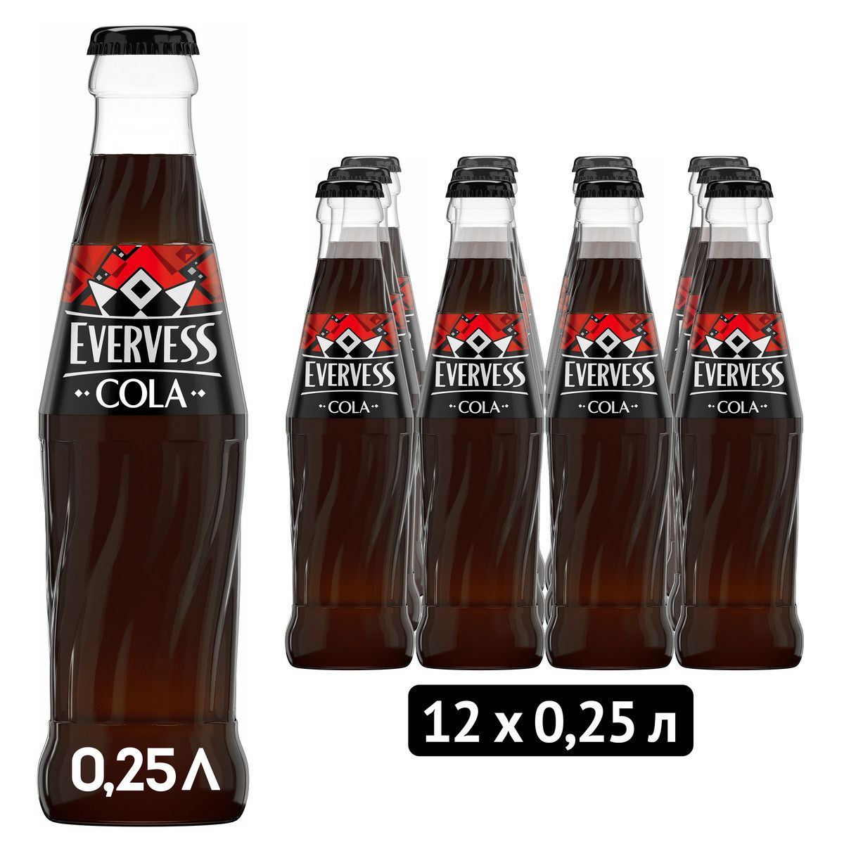 Газированный напиток Evervess Cola в стекле, 12 шт х 0,25 л