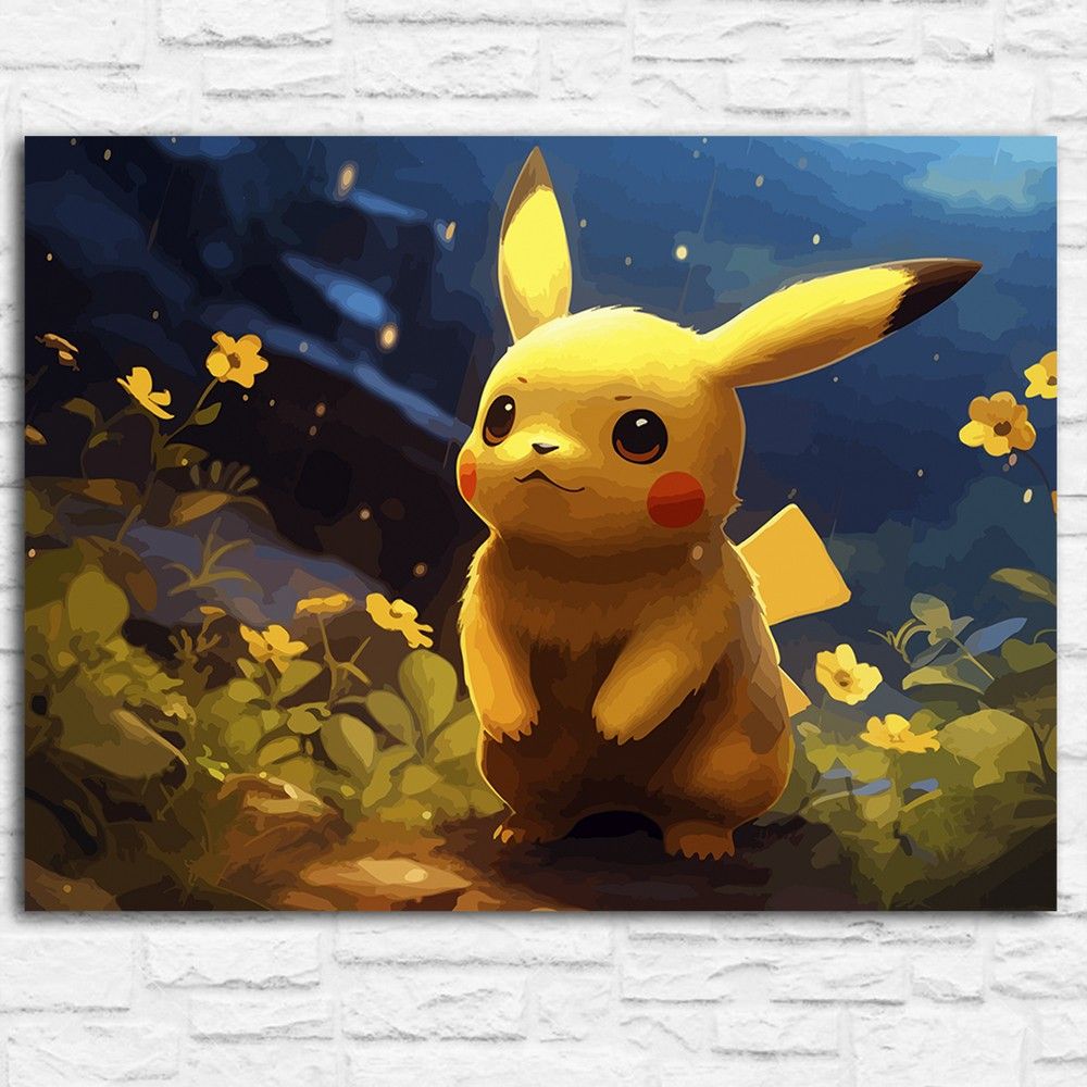 Картина по номерам на холсте аниме покемоны (Pikachu, Пикачу) - 12627 Г  30x40