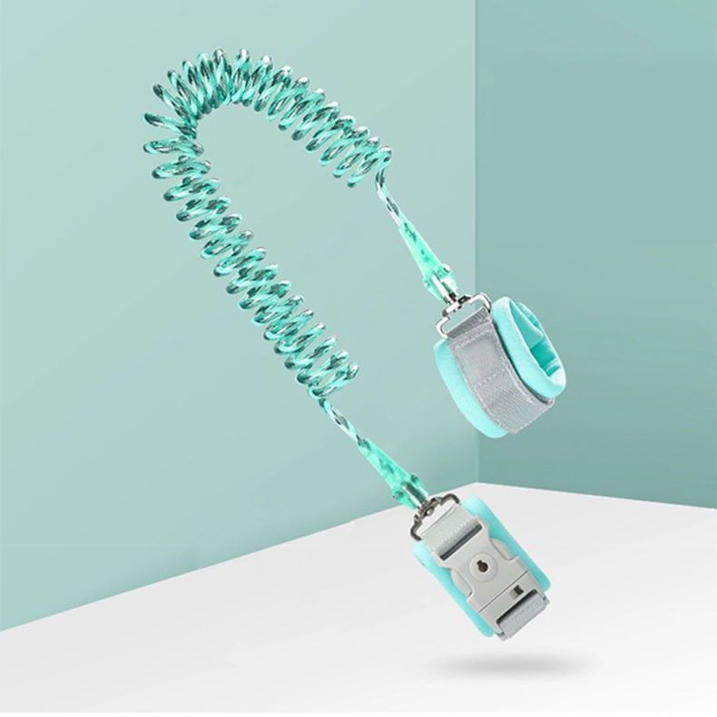 Зеленая детская веревка длиной 2 м, ремешок для защиты от потери, шнурок, браслет с ключом безопасности, функция подсветки.