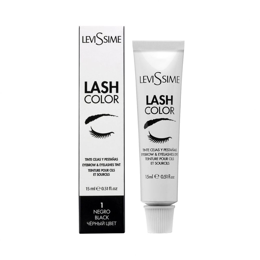 LEVISSIME Краска для бровей и ресниц профессиональная Lash Color, №1 черный, 15 мл (Левиссим)