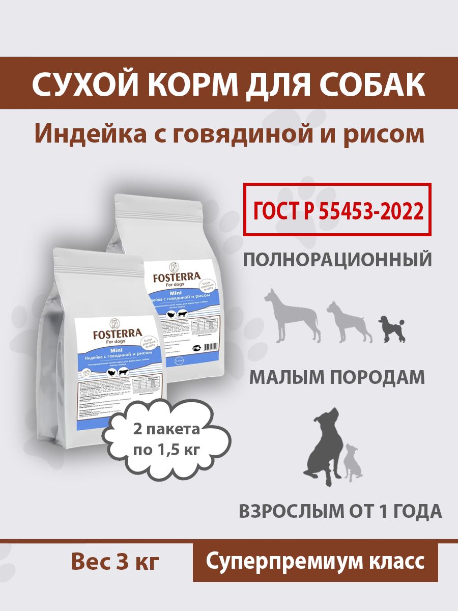 Сухой корм для собак крупных средних пород. Фостерра корм.