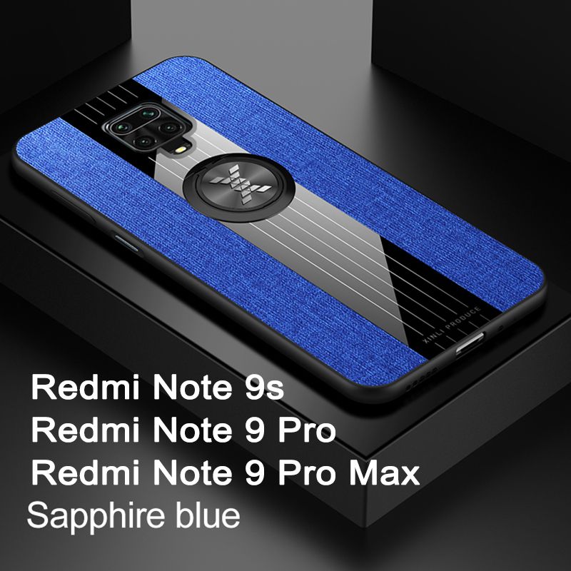 ЧехолдляRedmiNote9s/Note9Pro/Note9ProMax(РедмиНоте9s/9Про/9ПроМакс),Стентдляметаллическихколец,Ткань+пластиковаяоснова,синий