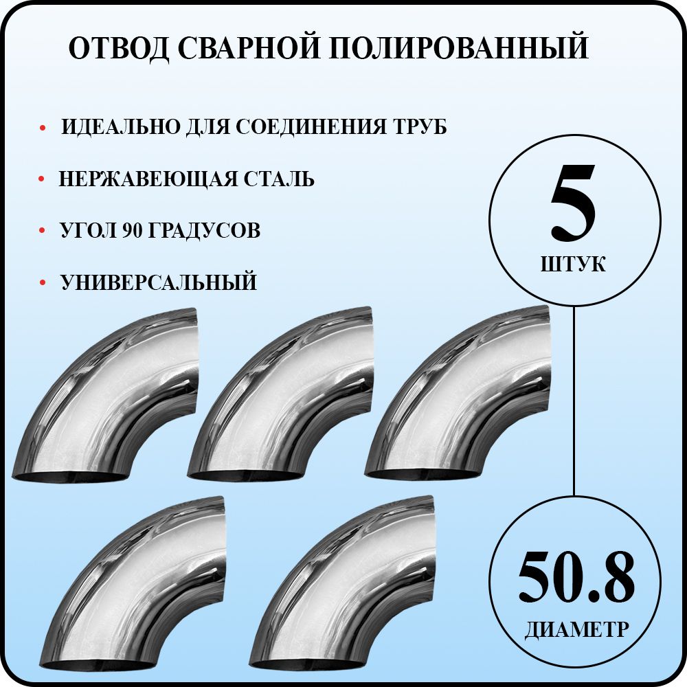 Отводсварной50,8х1,5мм90градусовнержавейка-5шт.