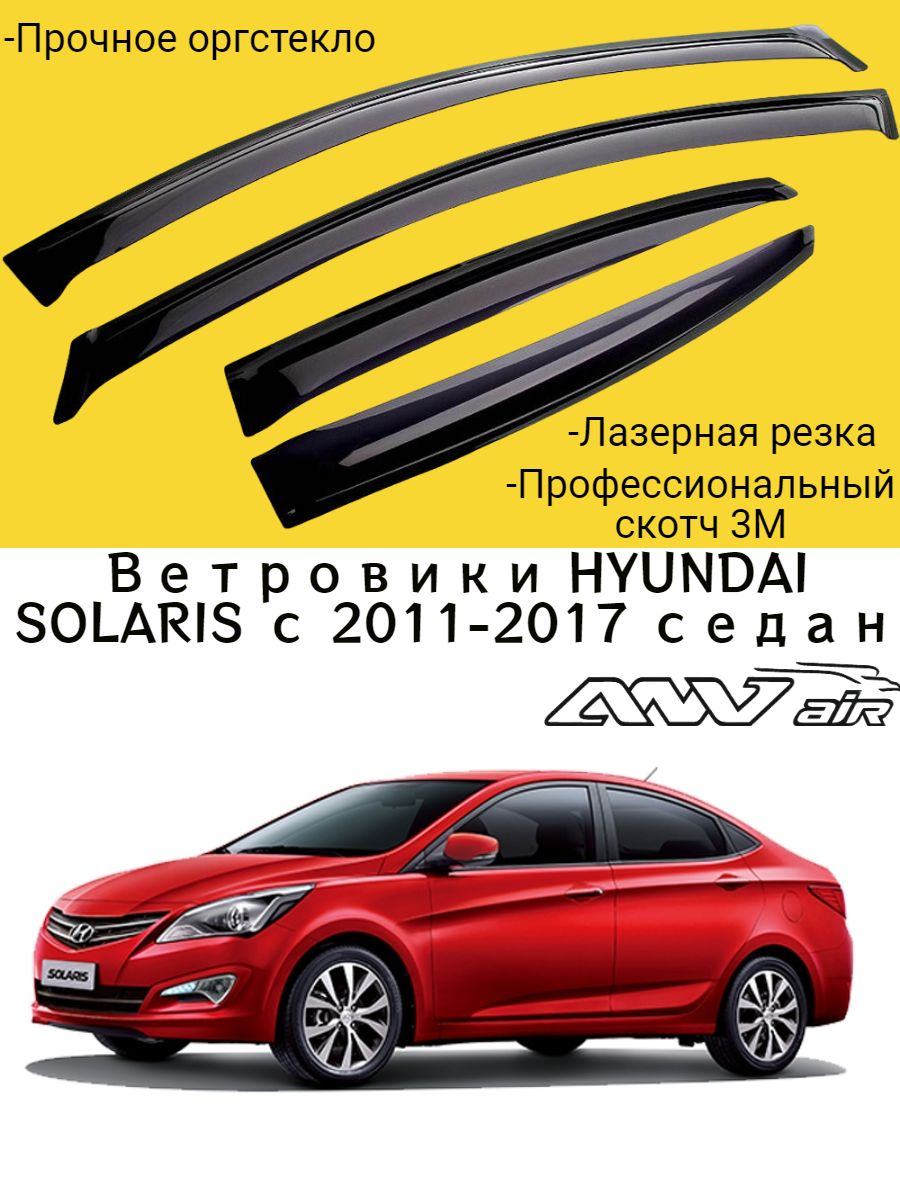 Дефлектор для окон ANV air ДК1105Т555ВТ Solaris купить по выгодной цене в  интернет-магазине OZON (462990672)