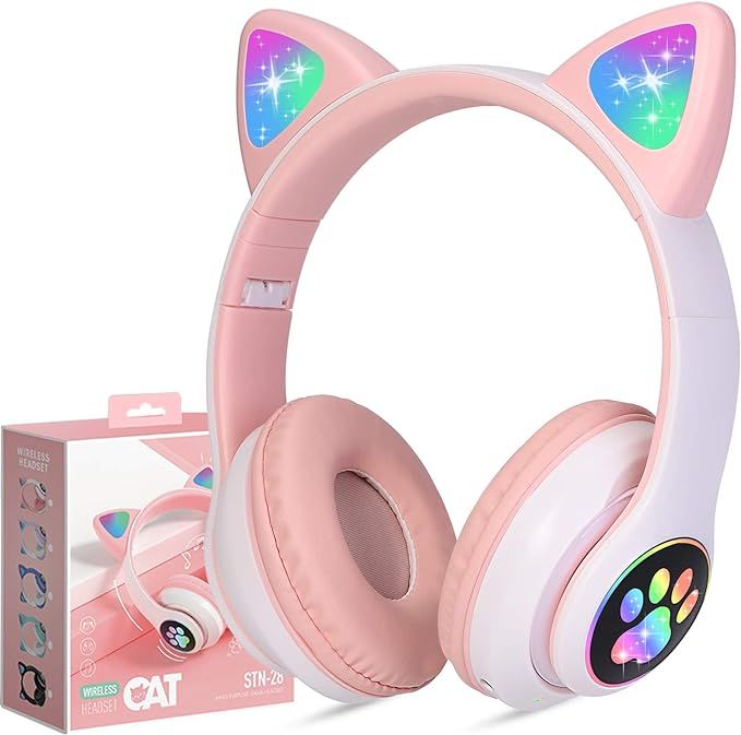 Наушники детские со светящимися ушками. Наушники с ушками STN-28. Wireless Headset Cat STN-28. Cat Ear STN-28. Наушники Wireless Headset Cat stn28.