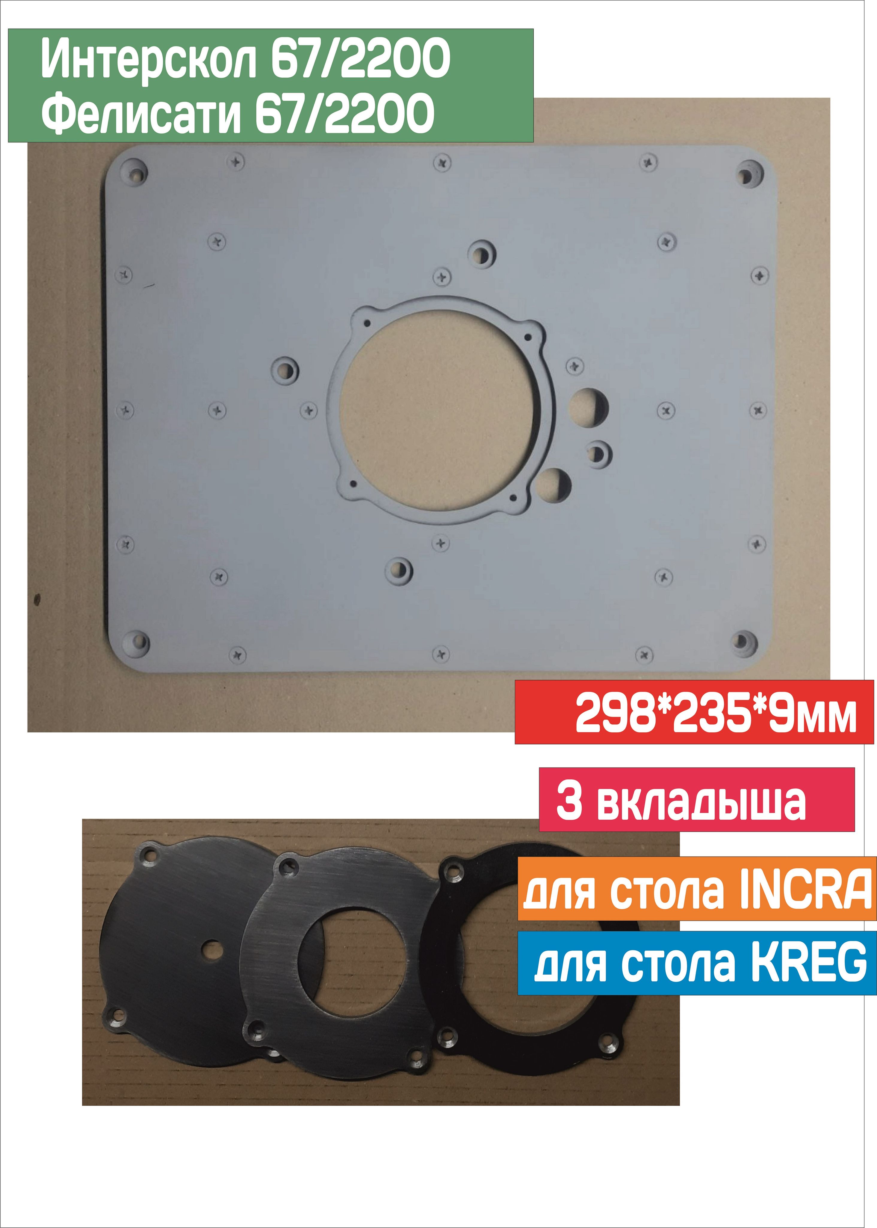 Пластина под Интерскол ФМ/Э для установки фрезера в стол * мм