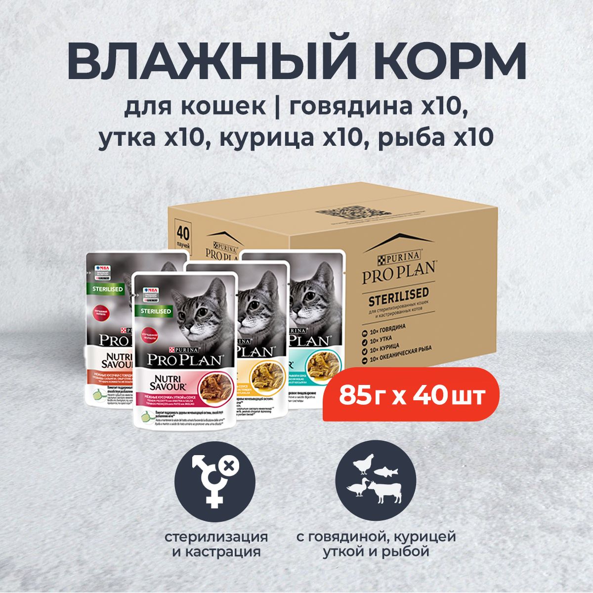 Purina Pro Plan для Кошек Паучи – купить в интернет-магазине OZON по ...