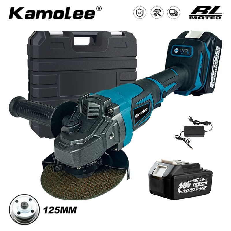 125мм18500об/мин1800ВтБесщеточнаяЛитиеваяУгловаяШлифовальнаяМашинаKamolee(Батарея5.0Ач*1,РежущееЛезвиеВКомплектНеВходит)