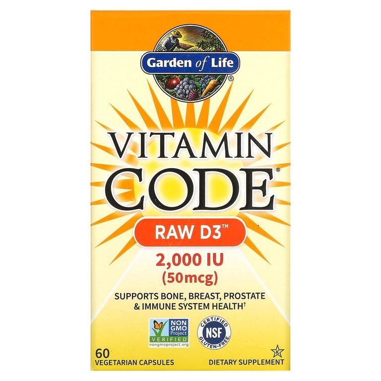 Garden of Life, Vitamin Code, Raw D3, 2000 МЕ, 60 вегетарианских капсул