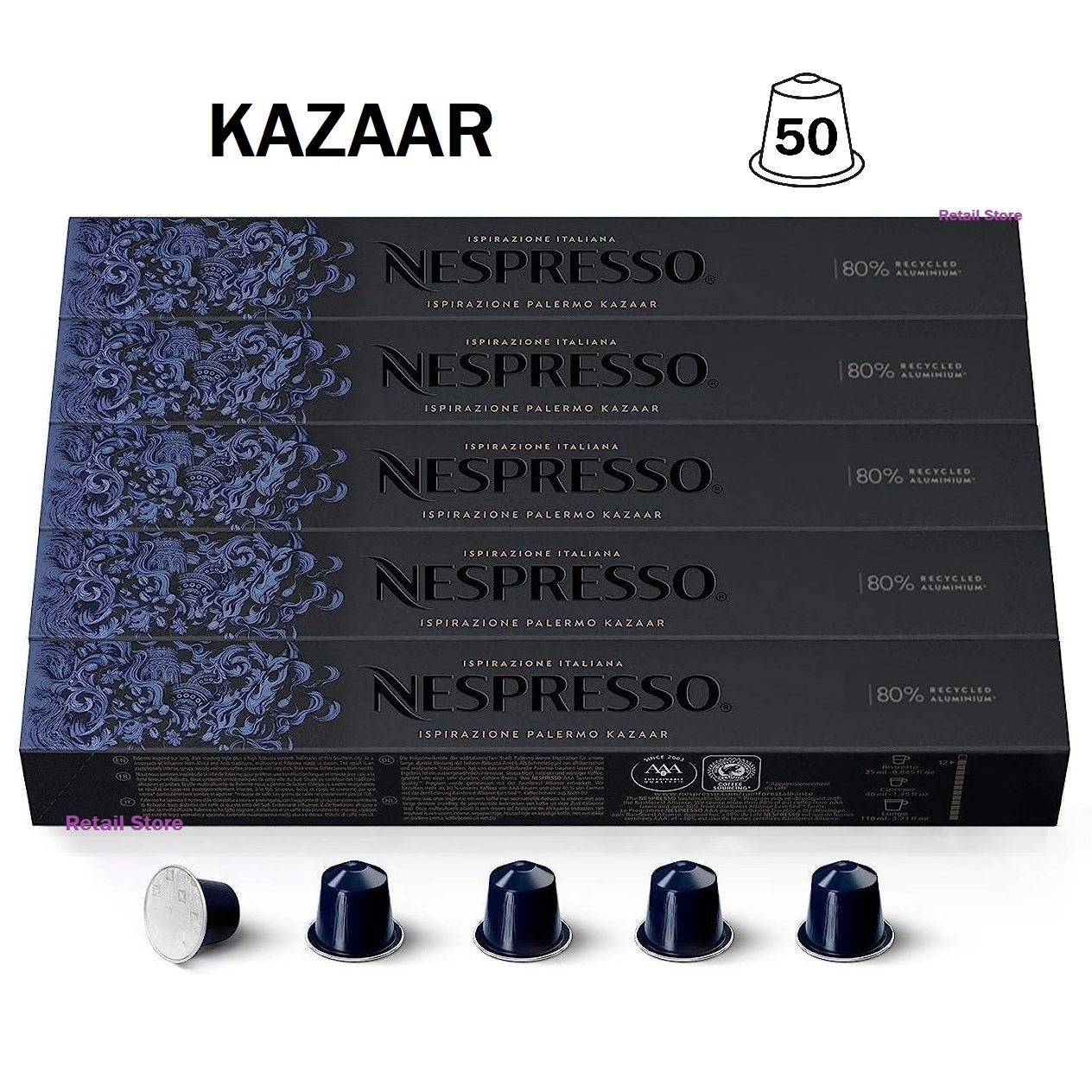 Набор кофе Nespresso Ispirazione Kazaar, 5 упаковок (50 капсул)