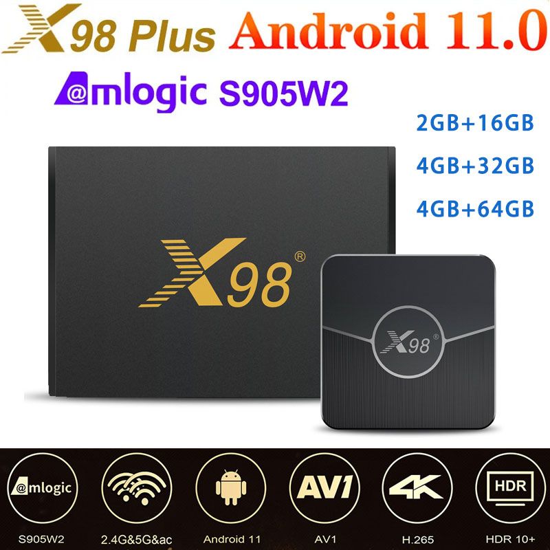 Медиаплеер4KHDRSet-topBoxX98Plus,Android11.0,AmlogicS905W2,2G16GAV1BT,2.4G5GWi-Fi