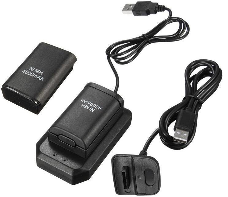 Набор для подзарядки контроллеров + 2 батареи Xbox 360 Play & Charge Kit 4800mAh #1