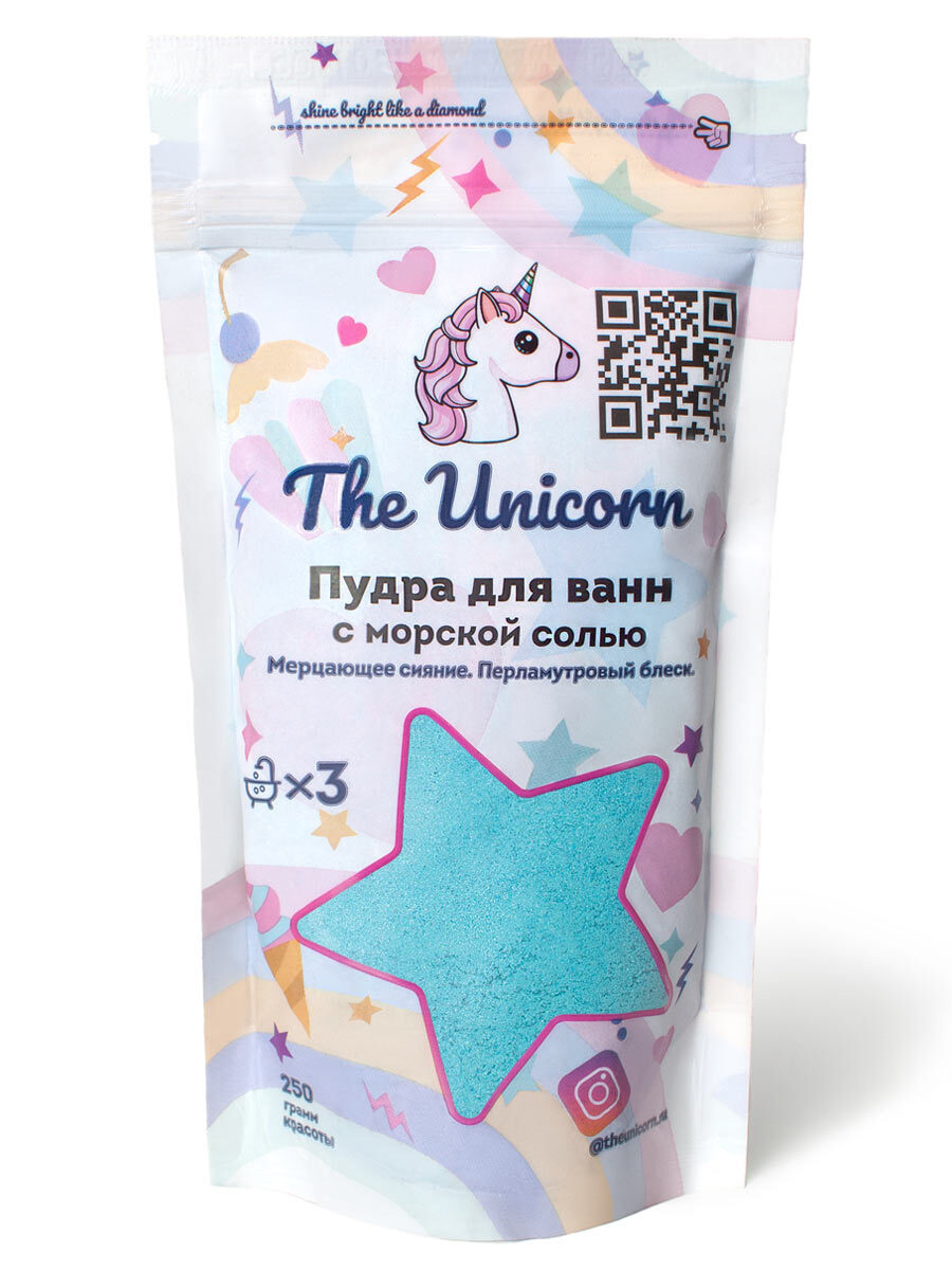 the unicorn golograficheskaya 3d pudra dlya vann shimmer 3d bombochka hajlajter 250gr blestyashaya voda sol goluboj kupit v internet magazine ozon s bystroj dostavkoj