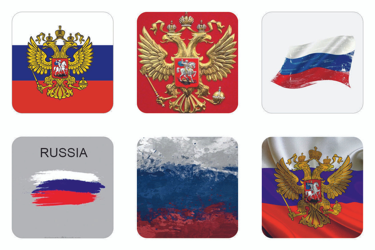 3D cтикеры / 3Д наклейки на телефон флаг, герб России. Набор 6шт. Размер 1 шт 3х3 см Яркие.  #1