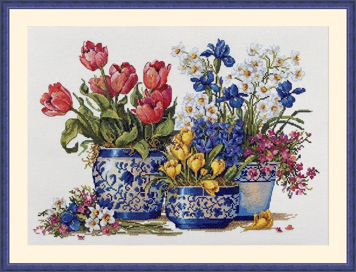 Набор для вышивания крестиком К-195 Весенние цветы #1