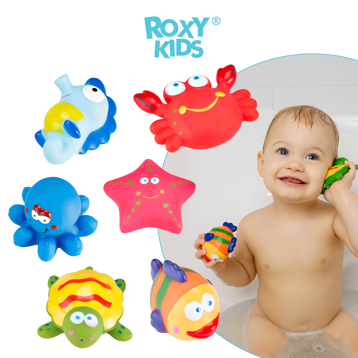 Игрушки для ванной для детей ROXY-KIDS "Морские обитатели", 6 шт  #1