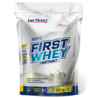 Протеин сывороточный для набора мышечной массы Be First First Whey Protein Instant 900 гр, натуральный вкус / спортивное питание протеин сывороточный для похудения для женщин и для мужчин. Спонсорские товары