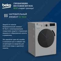 Стиральная машина Beko автомат SteamCure ProSmart, серебристый. Спонсорские товары