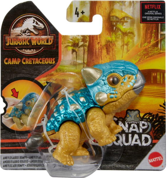 Фигурка Mattel Jurassic World Snap Squad Анкилозавр Бампи, цепляющийся ...