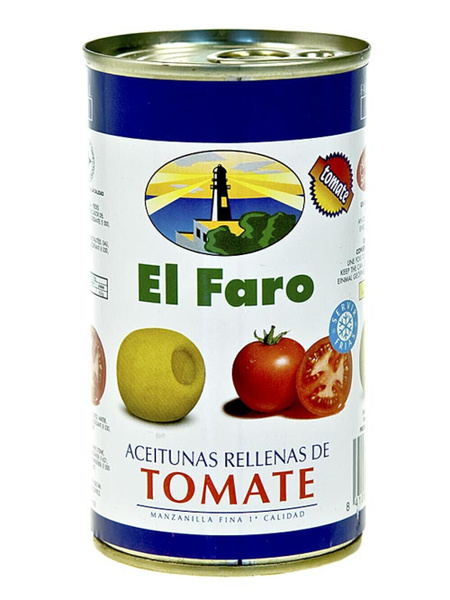 Испанские оливки, фаршированные помидорами 350г, EL FARO - купить с ...