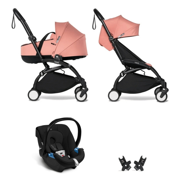 YOYO2 BABYZEN Коляска 3 в 1 с люлькой Bassinet Ginger, Черная рама ...