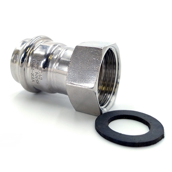 Пресс фитинг 18x1/2" с накидной гайкой для труб из нержавеющей стали ...