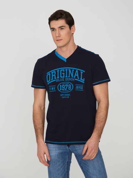 Футболка Fine Joyce, размер 48, цвет темно-синий, 100% хлопок - купить ...