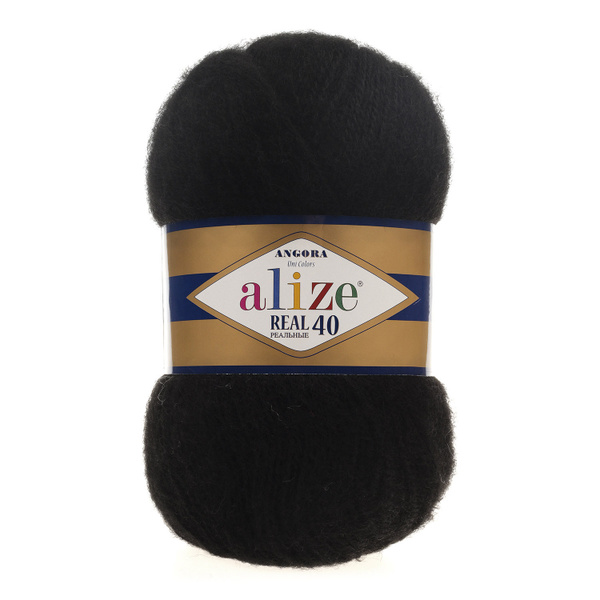 Пряжа Angora real 40 Alize, 5 мотков (430 м, 100 гр), цвет 60 Черный ...