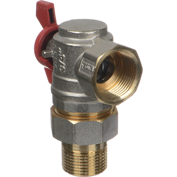 Кран шаровый латунь TeRma RED 3/4" угловой с американкой ручка-бабочка ...
