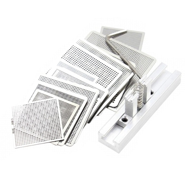 Набор шаблонов трафаретов BGA Flux из 27 стальных сеток с универсальной ...