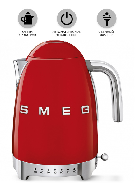 Купить электрический чайник Smeg KLF04, Металл/пластик по низкой цене ...
