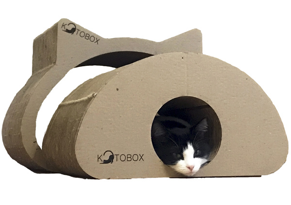 Когтеточка с домиком/домик для кошки Kotobox, 2 в 1, картонная ...
