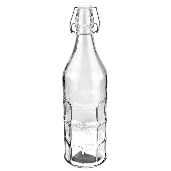Бутылка ст 1,0л "Домашний квас" h32см круг/форма бугельная крышка (д ...