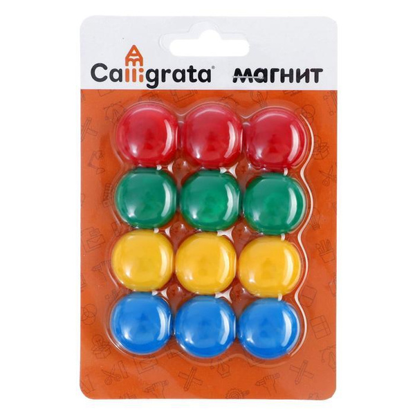 Набор магнитов для доски, набор 12 шт, d-2 см, разноцветные, на ...