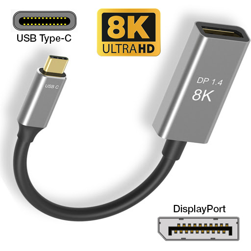 Адаптер-переходник USB Type-C (thunderbolt 3) to DisplayPort 1.4 8K, 5K ...