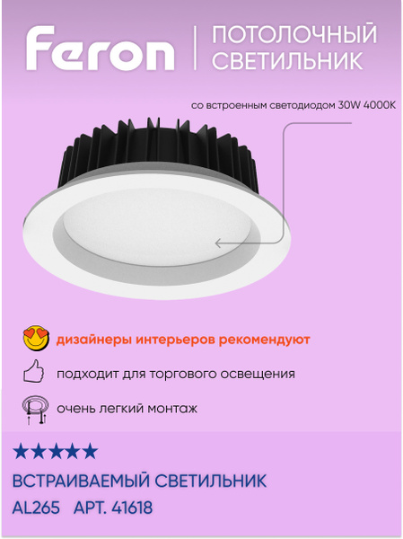 Светильник потолочный светодиодный / Светильник потолочный встраиваемый ...