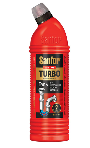 Sanfor, Средство для очистки канализационных труб Turbo, 750 мл ...