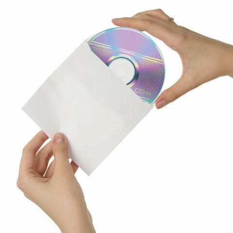 Конверты для CD/DVD (125х125 мм) с окном, бумажные, клей декстрин ...