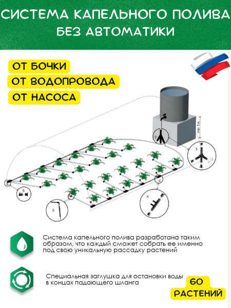 Капельный полив без автоматики ручной Синьор Помидор, для огородных ...