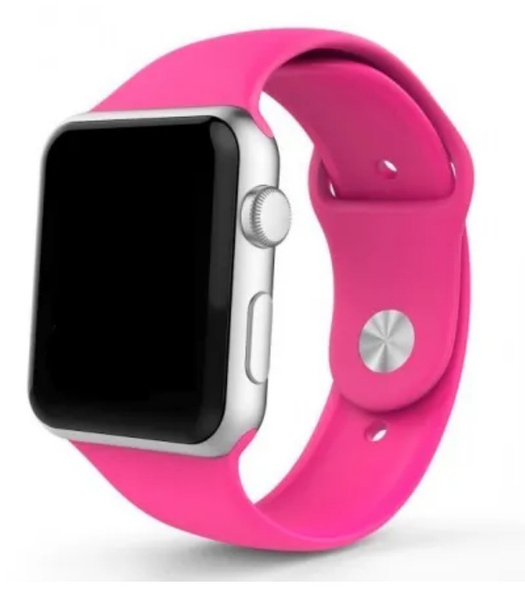 Силиконовый ремешок для Apple Watch 42, 44, 45 mm S, ярко-розовый ...