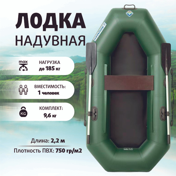 Лодка надувная гребная Лоцман Стандарт 220 (зеленый, 220) - купить по ...
