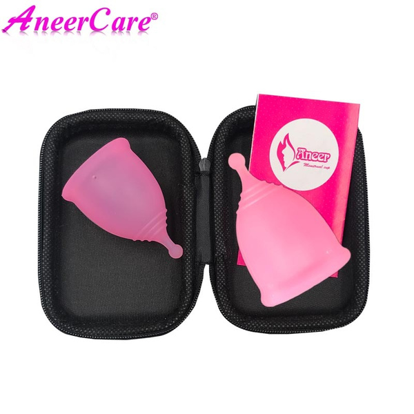 Набор менструальных чаш AneerCare, размеры S+L . Розовые. Хвостик шар ...