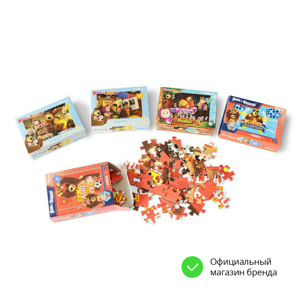 Степ Пазл / Набор пазлов 5в1 по 54 эл. "Маша и Медведь -2" Step Puzzle ...