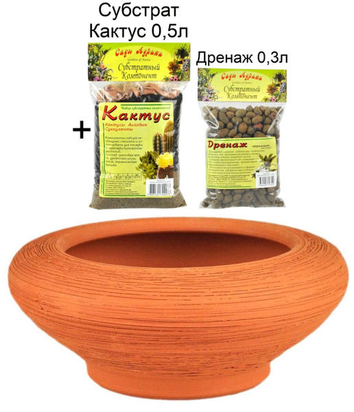 Характеристики Горшок для цветов, + Субстрат Кактус + Дренаж, 8 см х 22 ...