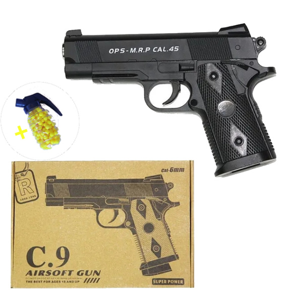 Пистолет игрушечный АЦ пневматический металлический, детский пистолет с ...