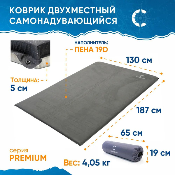 Самонадувающийся двухместный коврик туристический "СЛЕДОПЫТ" Premium ...