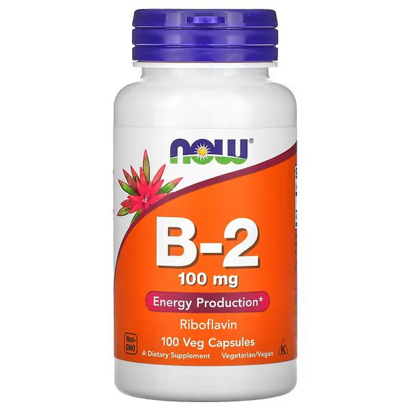 Витамин В2 (Б2) рибофлавин NOW Vitamin B2 100 мг 100 вегетарианских ...